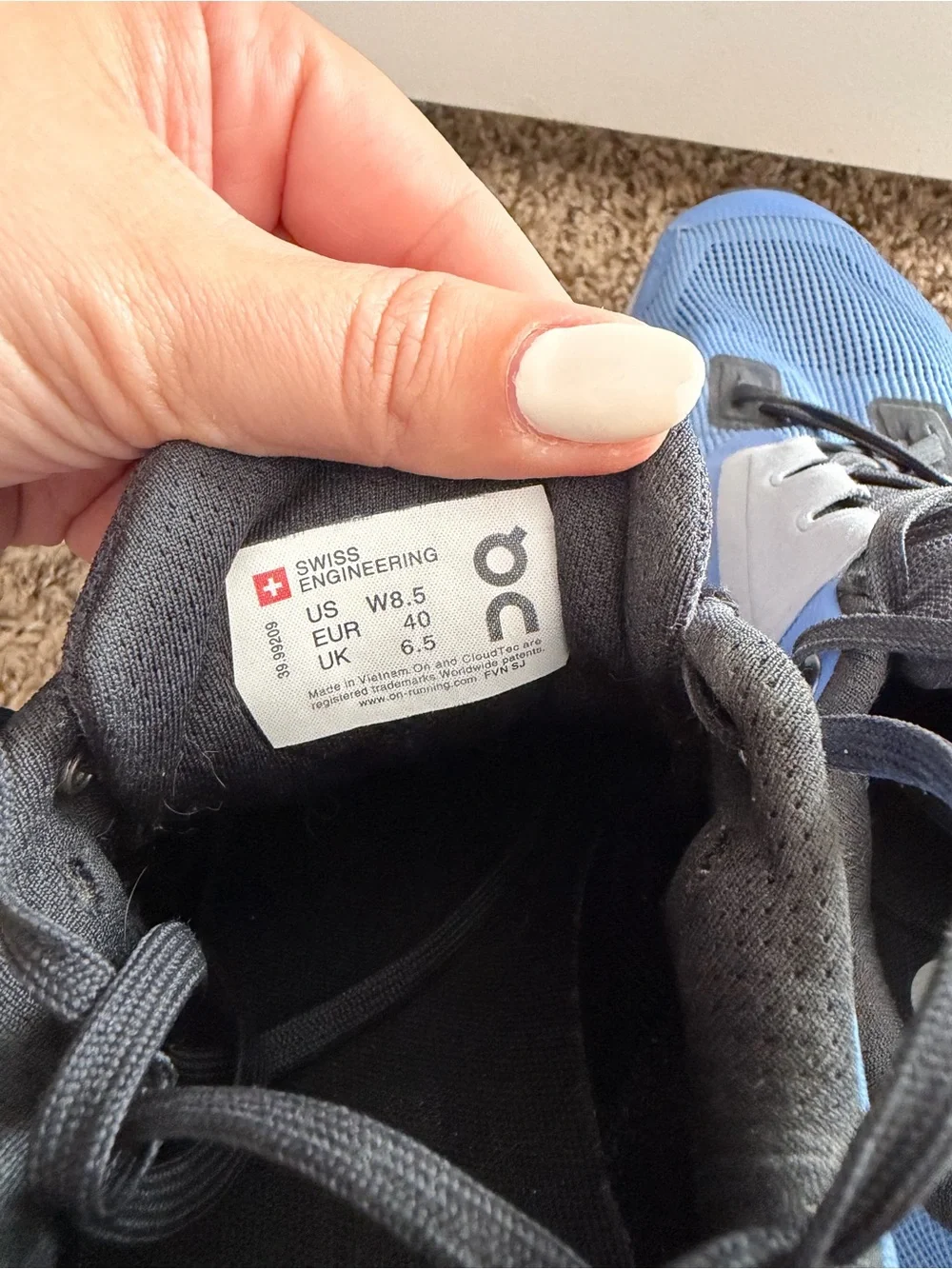 On Running Women’s CloudStratus Running Shoes in Light Blue and Black